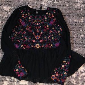 Textured babydoll blouse